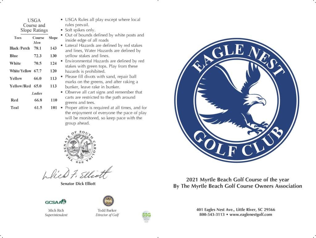 Eagle Nest Scorecard Front 2023